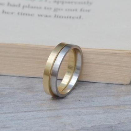 Flat Wedding Band In Sterling Silver, Yellow Gold,..