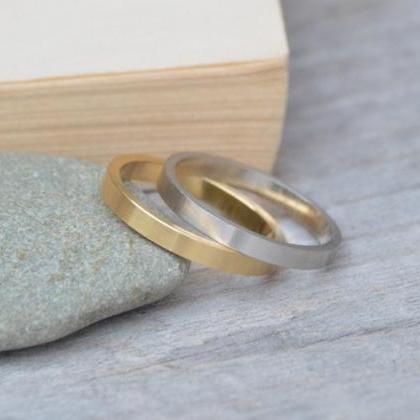 Flat Wedding Band In Sterling Silver, Yellow Gold,..