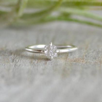 Raw Diamond Engagement Ring, 0.92ct Light Grey..