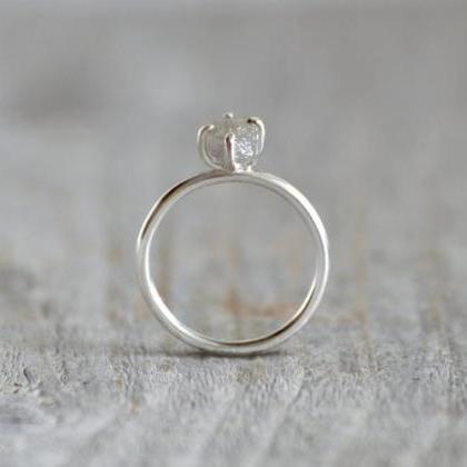 Raw Diamond Engagement Ring, 0.92ct Light Grey..