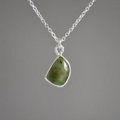 Emerald Necklace In Apple Green, 4ct Emerald..