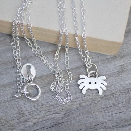 Spider Necklace In Sterling Silver, Cute Spider..