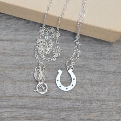Lucky Horseshoe Necklace In Sterling Silver, Lucky..