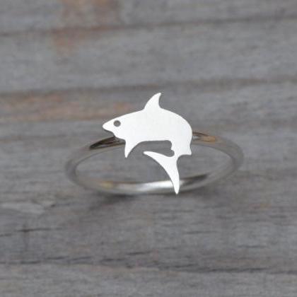 Shark Ring In Sterling Silver, Stackable Animal..