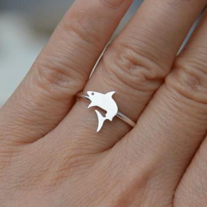 Shark Ring In Sterling Silver, Stackable Animal..