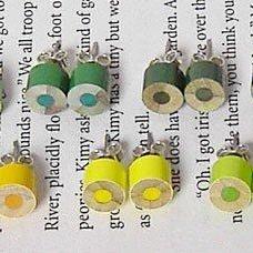 Color Pencil Ear Studs, The Yellow And Green..