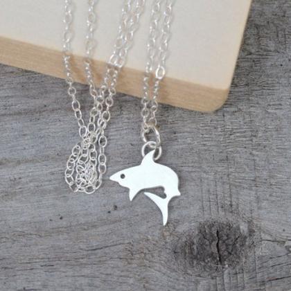 Shark Necklace In Sterling Silver, Cute Animal..