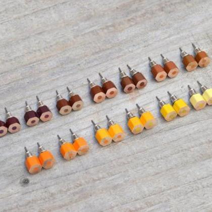 Autumn Colour Pencil Stud Earring, Yellow Colour..