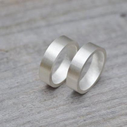 Flat Wedding Ring 5 Mm Wide In Sterling Silver..