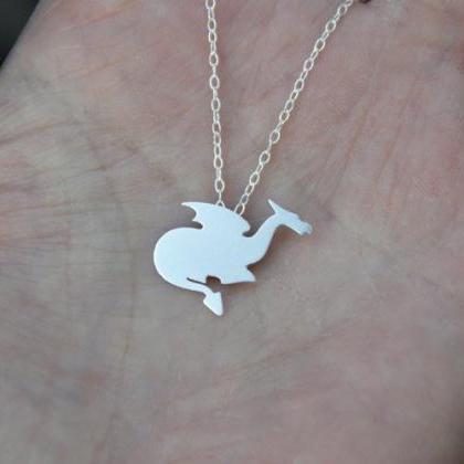 Crouching Dragon Necklace In Sterling Silver,..