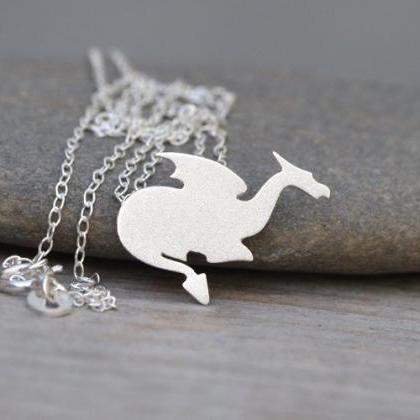 Crouching Dragon Necklace In Sterling Silver,..
