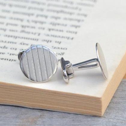 Simple Cufflinks In Sterling Silver, Classic..