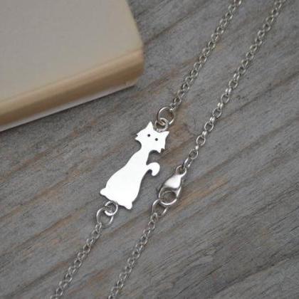 Cat Bracelet Anklet With In Solid Sterling Silver..