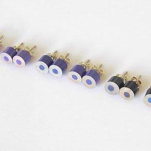 Color Pencil Ear Studs, The Blue And Purple..