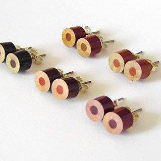 Color Pencil Earring Studs, The Brown Series..