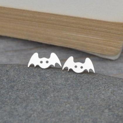 Bat Earring Studs In Sterling Silver, Animal..