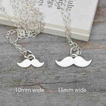 Mustache Necklace In Sterling Silver, Handmade In..