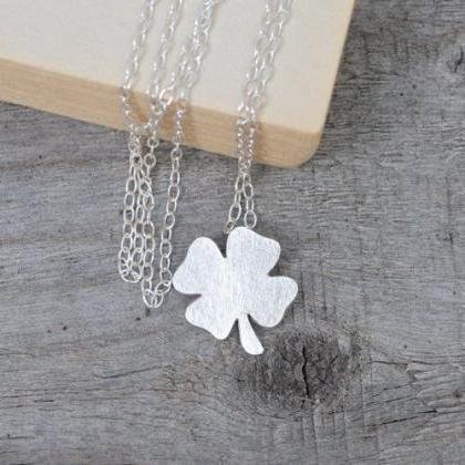 4 Leaves Lucky Shamrock Necklace In Sterling..