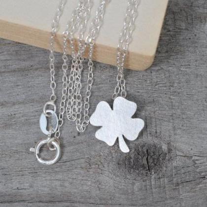 4 Leaves Lucky Shamrock Necklace In Sterling..