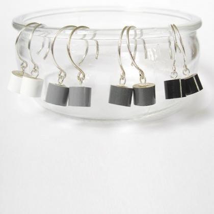 Color Pencil Earrings, The Black, Grey And White..