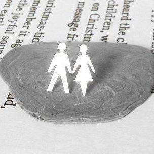 Boy And Girl Earring Studs In Sterling Silver,..