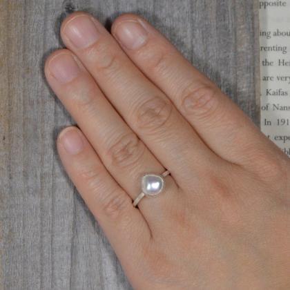 Large Freshwater Pearl Ring Set In Sterling..
