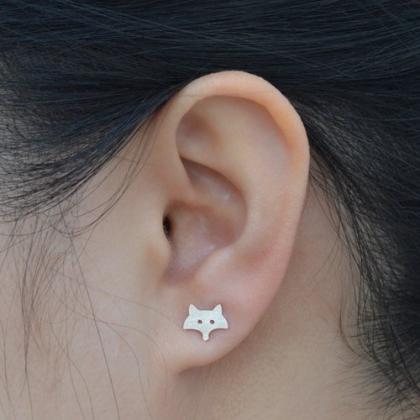 Fox Earring Studs In Sterling Silver, Foxy Earring..