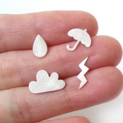 Weather Forecast Ear Studs (1 Pair) In Sterling..