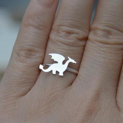 Dragon Ring In Sterling Silver, Stackable Animal..