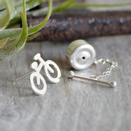 Bicycle Tie Tack In Sterling Silver..