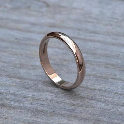 D Shape Wedding Band, Rose Gold Wedding Ring, 3mm..