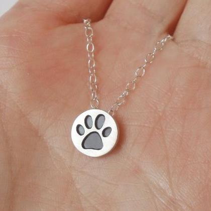 Pawprint Necklace In Oxidized Sterl..