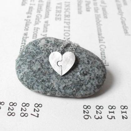 Jigsaw Puzzle Heart Necklace, Lover's..