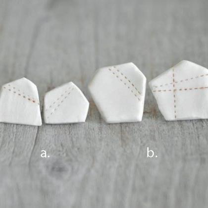Pentagon Porcelain Stud Earrings In Ivory And..