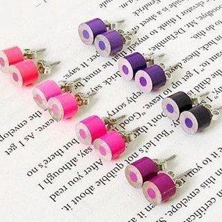 Color Pencil Ear Studs, The Purple And Pink Series..