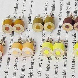Color Pencil Ear Studs, The Yellow And Brown..