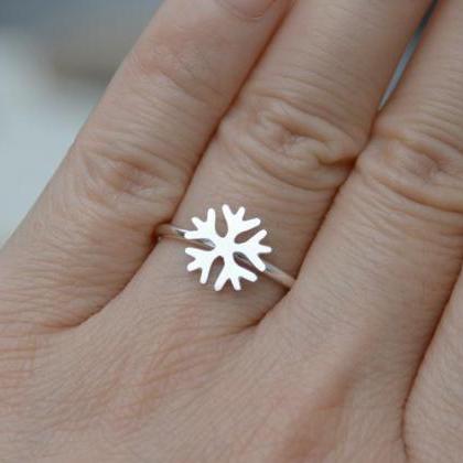 Snowflake Ring In Sterling Silver, Stackable..