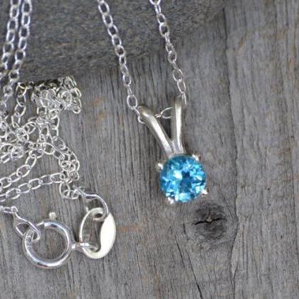 Blue Topaz Necklace Set In Sterling Silver,..