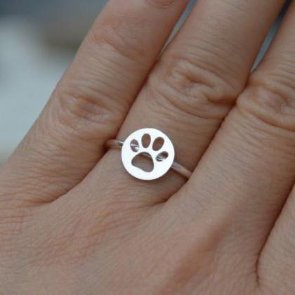 Pawprint Ring In Sterling Silver, Stackable Animal Ring on Luulla
