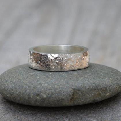 Textured Wedding Band 5.5 Mm Wide In Sterling..
