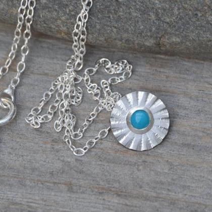 Turquoise Daisy Necklace Set In Sterling Silver,..