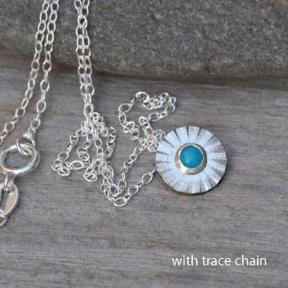 Turquoise Daisy Necklace Set In Sterling Silver,..