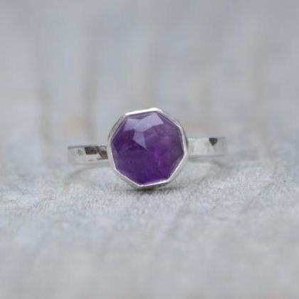 Amethyst Stacking Ring Set In Sterling Silver,..