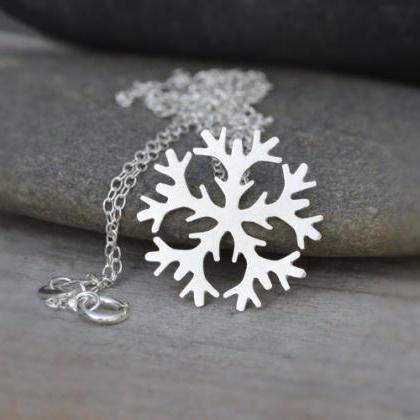 Snowflake Necklace 2cm In Sterling Silver, Weather..