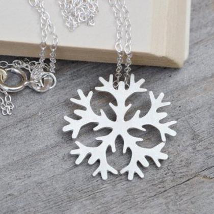 Snowflake Necklace 2cm In Sterling Silver, Weather..