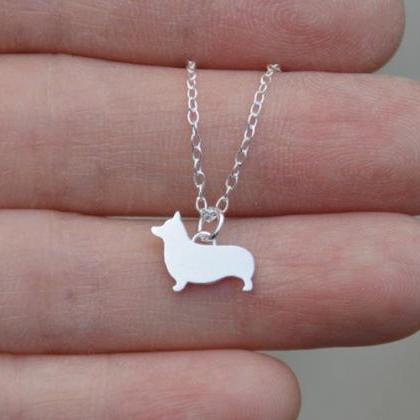 Sterling Silver Corgi Dog Pendant Necklace