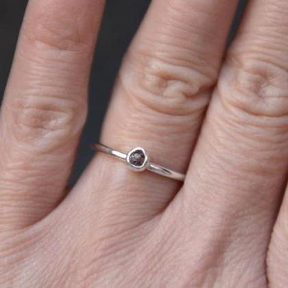 Raw Diamond Engagement Ring, 0.25ct Small Diamond..