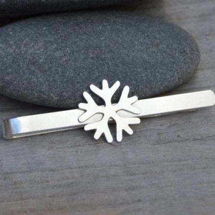 Snowflake Tie Clip In Solid Sterling Silver,..