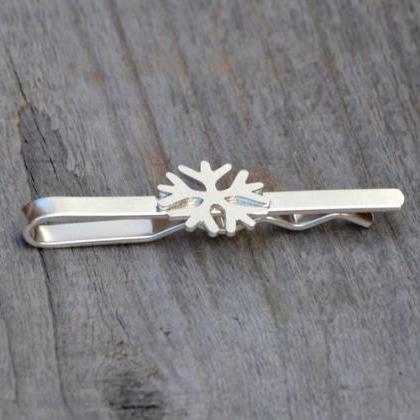 Snowflake Tie Clip In Solid Sterling Silver,..