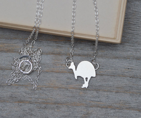 Southern Cassowary Necklace In Sterling Silver Handmade In The Uk